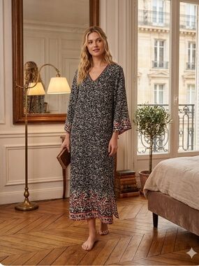 Oscar de la Renta Maxi Caftan Nightgown or Swim Cover Up